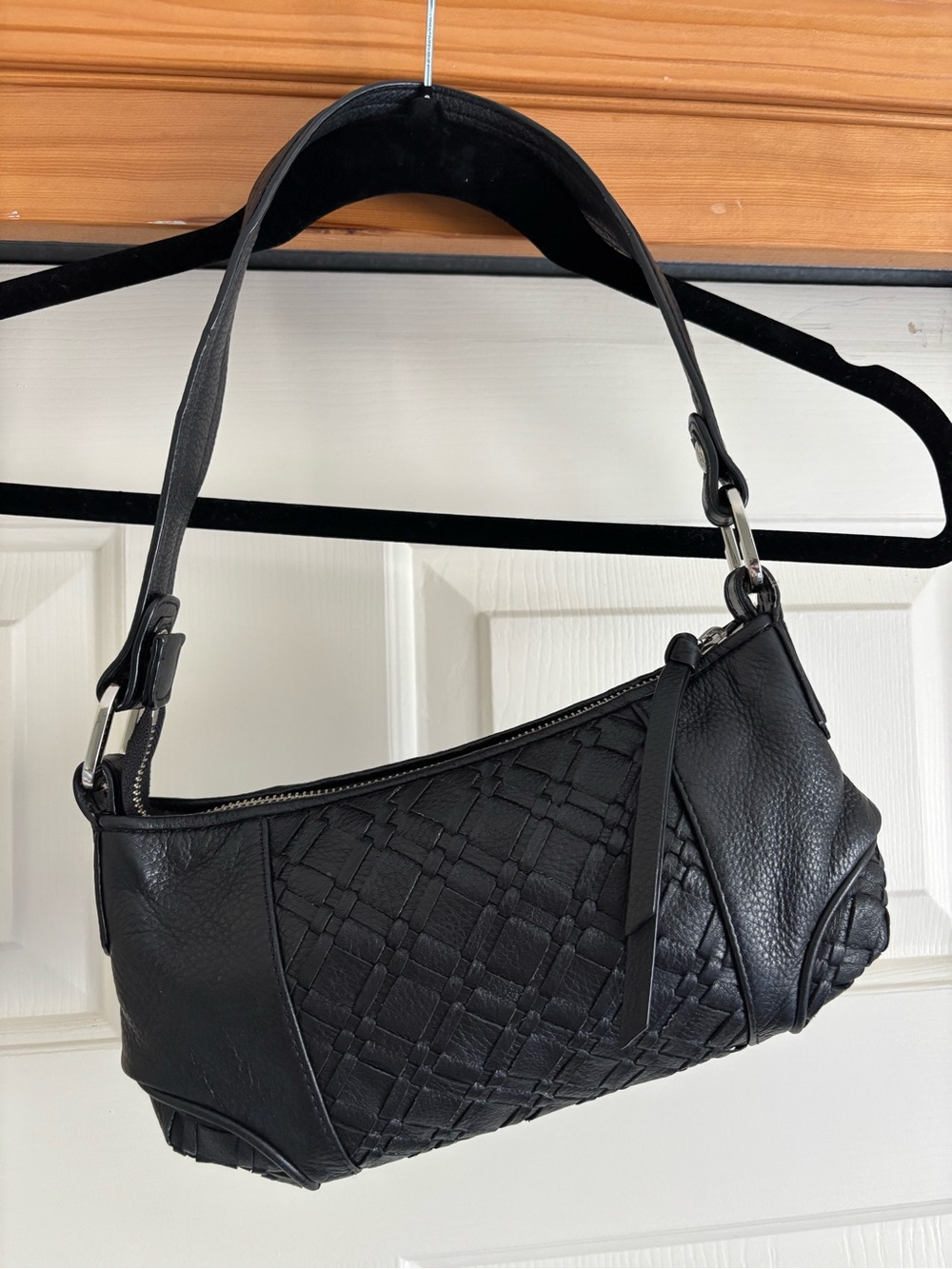 Elliott Lucca Black Woven Leather Shoulder Bag